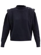 Matchesfashion.com Isabel Marant Toile - Meery Exaggerated-shoulder Wool-blend Sweater - Womens - Dark Grey