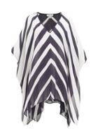 Matchesfashion.com Odyssee - River Chevron-striped Crepe Kaftan - Womens - Navy Stripe