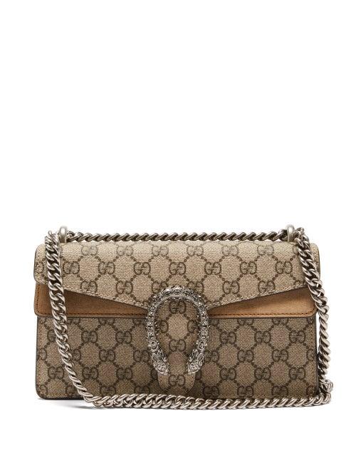 Gucci - Dionysus Gg-supreme Canvas And Suede Shoulder Bag - Womens - Beige Multi