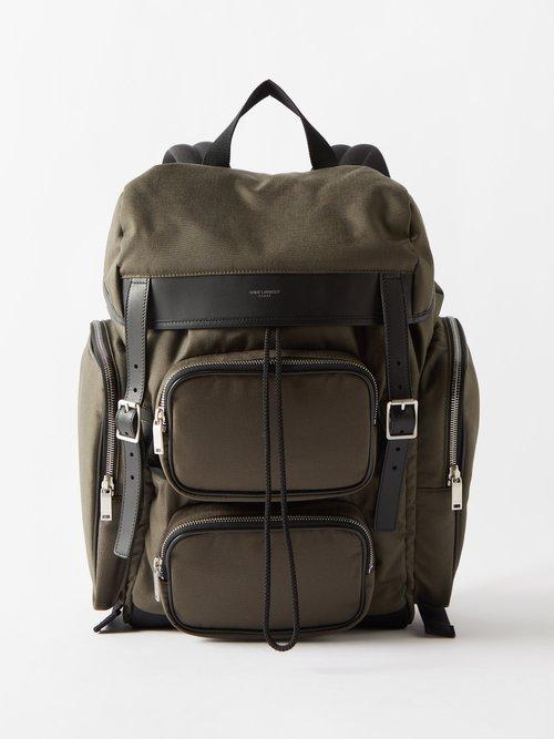 Saint Laurent - City Leather-trim Canvas Backpack - Mens - Black