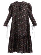 Horror Vacui - Elena Swedish Meadow-print Cotton-poplin Dress - Womens - Black Multi