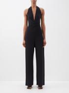 Norma Kamali - Halterneck Wrap Jersey Jumpsuit - Womens - Black