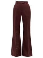 Matchesfashion.com Joseph - Tana High-rise Flared Linen-blend Trousers - Womens - Burgundy
