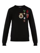 Matchesfashion.com Dolce & Gabbana - Medal Embroidered Wool Sweater - Mens - Black