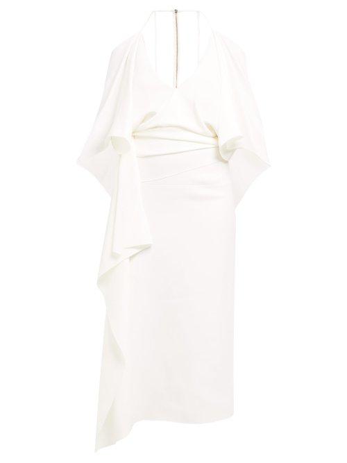 Matchesfashion.com Roland Mouret - Vincent Draped Crepe Dress - Womens - White