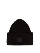 Matchesfashion.com Acne Studios - Pansy N Face Ribbed Knit Wool Beanie Hat - Mens - Black
