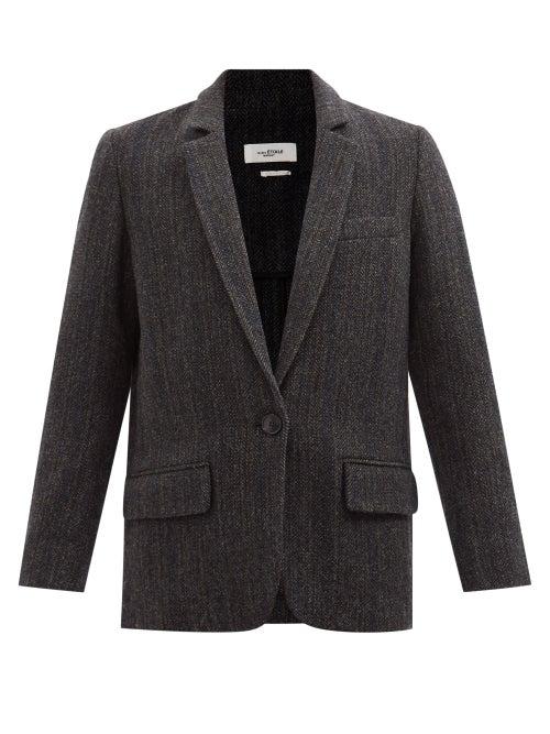 Isabel Marant Toile - Charly Single-breasted Wool-herringbone Blazer - Womens - Black