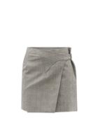 Ladies Rtw Wardrobe. Nyc - Release 05 Prince Of Wales-check Wool Wrap Skirt - Womens - Grey