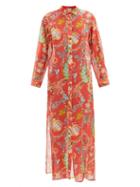 Etro - Paisley-print Cotton-blend Voile Shirt Dress - Womens - Orange Print