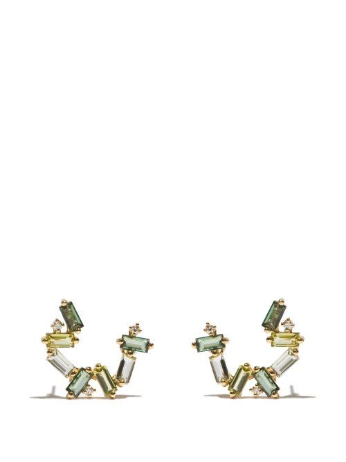 Suzanne Kalan - Zuri Diamond, Topaz, Peridot & 14kt Gold Earrings - Womens - Diamond