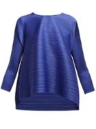 Matchesfashion.com Pleats Please Issey Miyake - Stratum Bounce Pleated Top - Womens - Blue