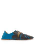 Matchesfashion.com Vita Kin - Hidden Meadow Leather Slipper Shoes - Womens - Blue Multi