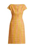 Matchesfashion.com Prada - Tweed Boucl Midi Dress - Womens - Yellow Multi