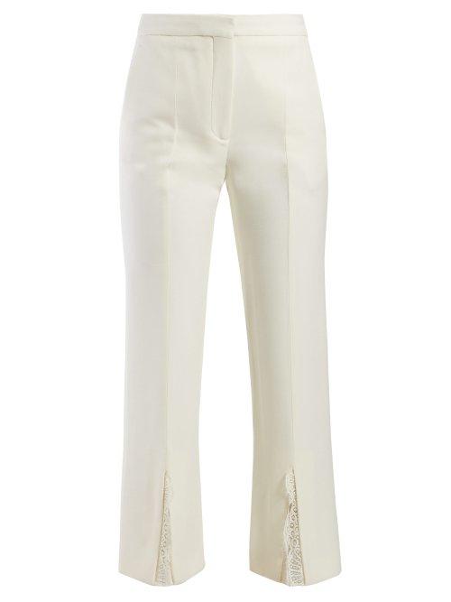 Matchesfashion.com Alexander Mcqueen - Lace Trimmed Split Cuff Trousers - Womens - Ivory