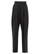 Matchesfashion.com Edward Crutchley - Pleated Pinstripe Wool Twill Wide Leg Trousers - Womens - Black