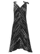 Matchesfashion.com Proenza Schouler White Label - Tie-shoulder Paint-print Crepe Dress - Womens - Black White