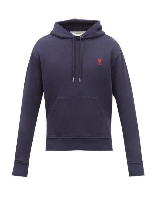 Ami - Ami De Caur Organic-cotton Hooded Sweatshirt - Mens - Navy