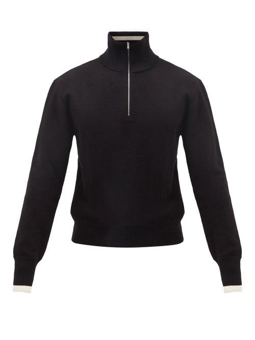 Maison Margiela - Four Stitches Zip-neck Wool Sweater - Mens - Black