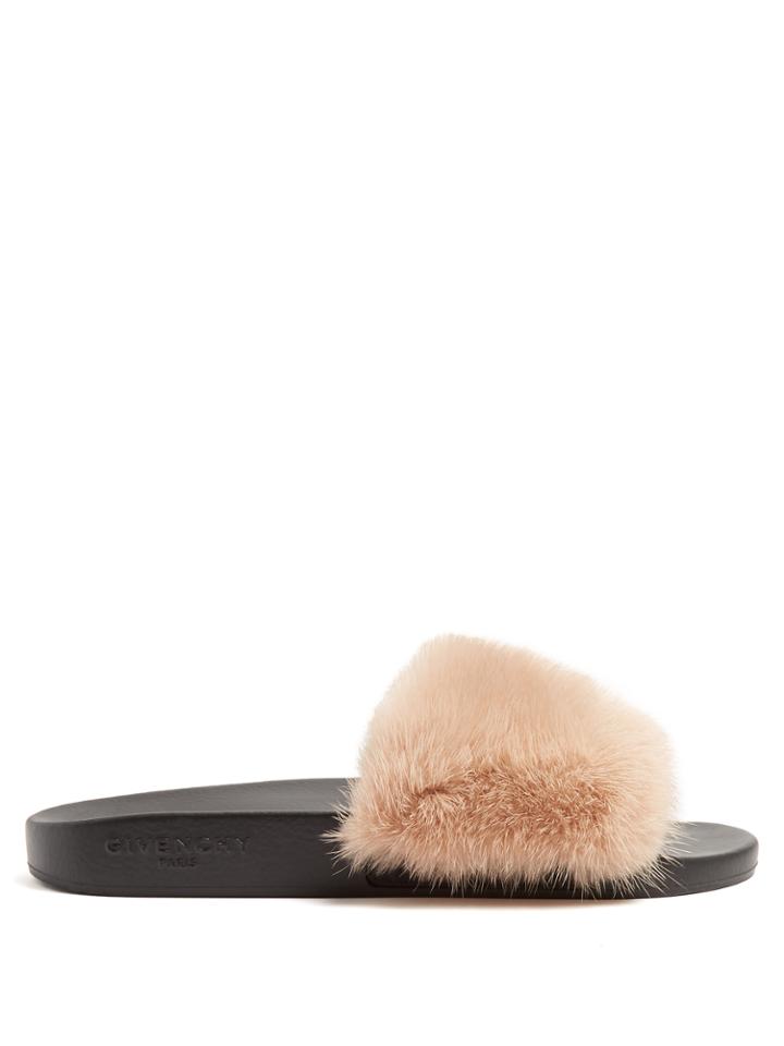 Givenchy Mink-fur And Rubber Slides