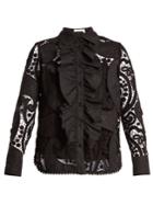 See By Chloé Ruffle-trimmed Macram-lace Cotton-blend Shirt
