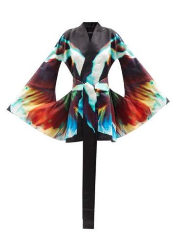 Common Hours - The Mini Printed Silk-satin Robe Dress - Womens - Multi