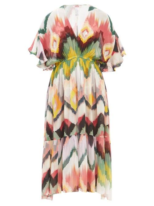 Eres - Libellule Abstract-print Silk-chiffon Midi Dress - Womens - Multi Stripe