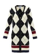 Matchesfashion.com Thom Browne - Argyle-intarsia V-neck Wool Cardigan - Womens - Black White