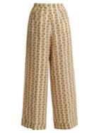 Etro Wide-leg Crescent-print Silk Trousers