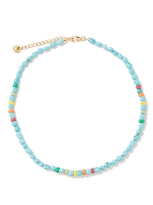 Fry Powers - Sunrise Turquoise & 14kt Gold-plated Necklace - Womens - Blue Multi