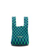 Matchesfashion.com Lastframe - Small Ichimatsu-check Rib-knit Tote Bag - Womens - Green Multi