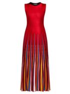 Matchesfashion.com Msgm - Knit Midi Dress - Womens - Red Multi