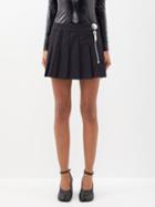 Vaquera - Pleated Wool Mini Skirt - Womens - Black