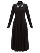 Matchesfashion.com Christopher Kane - Bead-fringed Organic-cotton Jersey Shirt Dress - Womens - Black