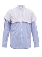 Matchesfashion.com Comme Des Garons Shirt - Layered Striped Cotton Shirt - Mens - Blue Multi