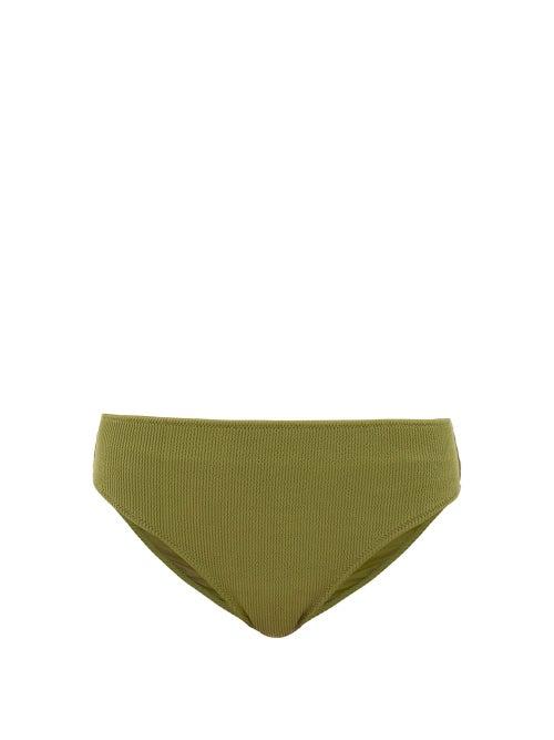 Matchesfashion.com Ganni - High Rise Ribbed Jersey Bikini Briefs - Womens - Khaki