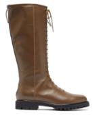 Matchesfashion.com Legres - Lace-up Knee-high Leather Combat Boots - Womens - Khaki