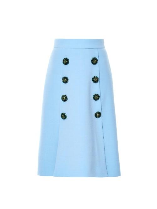 Dolce & Gabbana Embellished Wool Midi Skirt