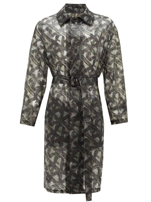 Matchesfashion.com Fendi - Spiral-print Organza Raincoat - Mens - Black Green