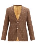 Matchesfashion.com Gucci - Single-breasted Logo-jacquard Cotton-blend Jacket - Mens - Brown