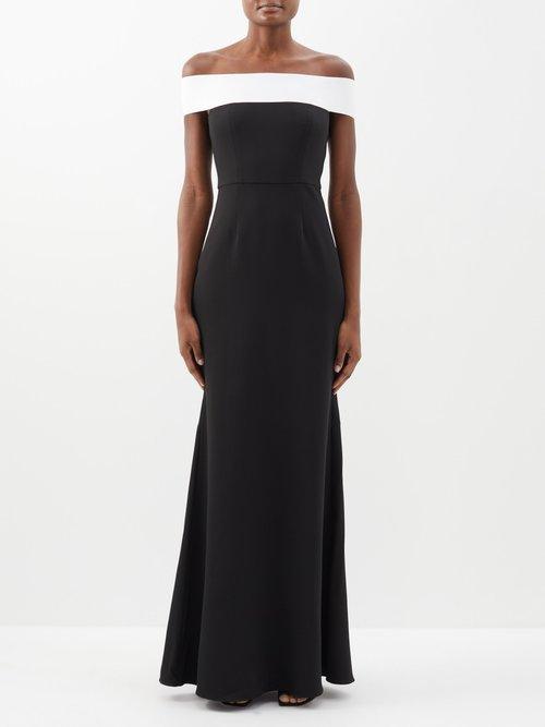 Roland Mouret - Off-the-shoulder Cady Gown - Womens - Black