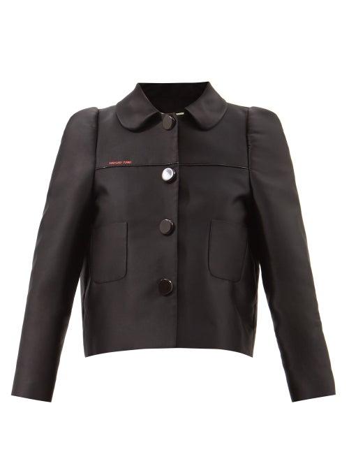 Shushu/tong - Piped Cropped Satin Jacket - Womens - Black