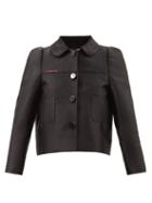 Shushu/tong - Piped Cropped Satin Jacket - Womens - Black