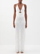 Galvan - Borghese Geometric-embroidery Gown - Womens - White
