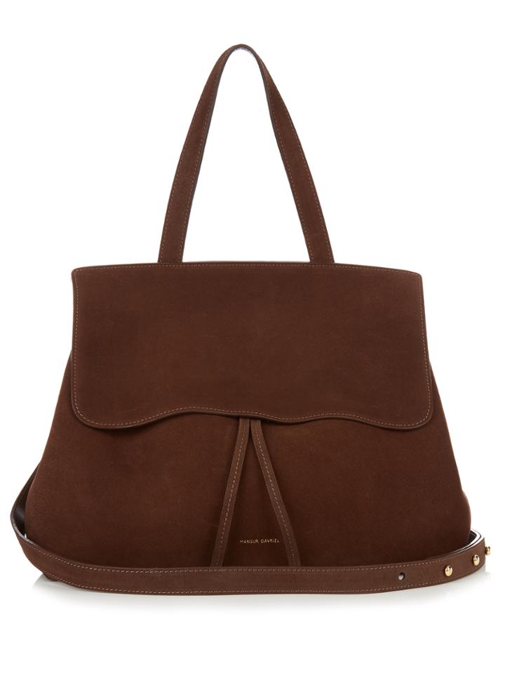 Mansur Gavriel Brown-lined Lady Top-handle Suede Bag