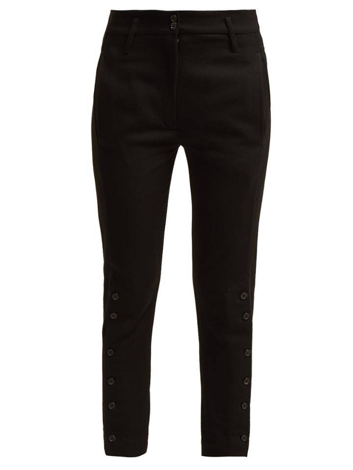 Ann Demeulemeester Buttoned-cuff Wool And Cotton-blend Trousers