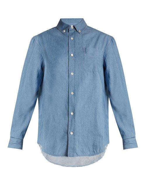 Matchesfashion.com Frame - Raw Hem Denim Shirt - Womens - Blue