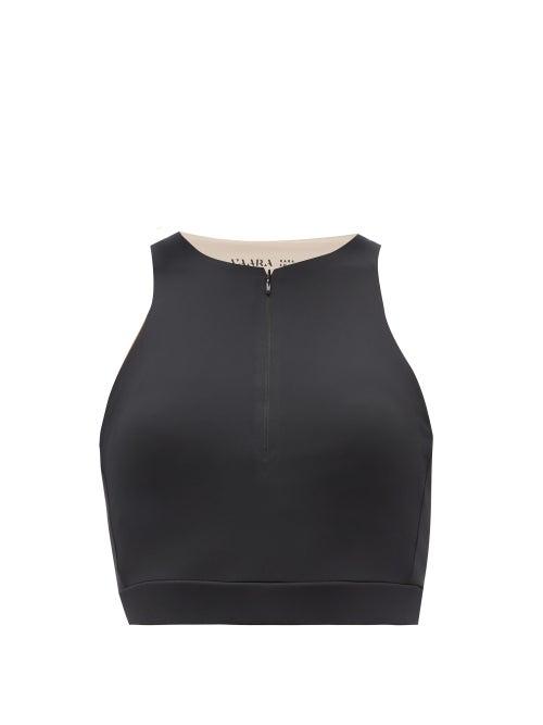 Matchesfashion.com Vaara - Kara Zipped Performance Cropped Top - Womens - Black Multi