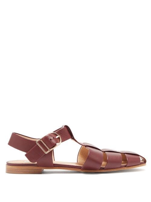 Matchesfashion.com Gabriela Hearst - Lynn Caged Leather Slingback Sandals - Womens - Burgundy