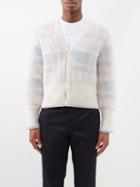 Thom Browne - V-neck Checked Cashmere Cardigan - Mens - Light Pink Multi