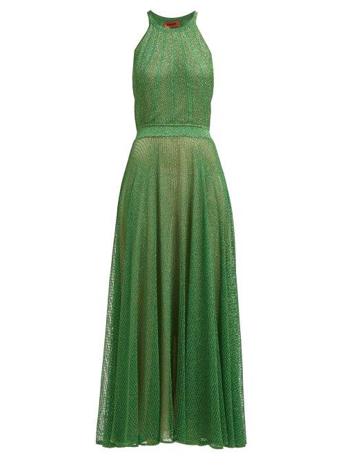 Matchesfashion.com Missoni - Halterneck Lam Crochet Knit Dress - Womens - Green